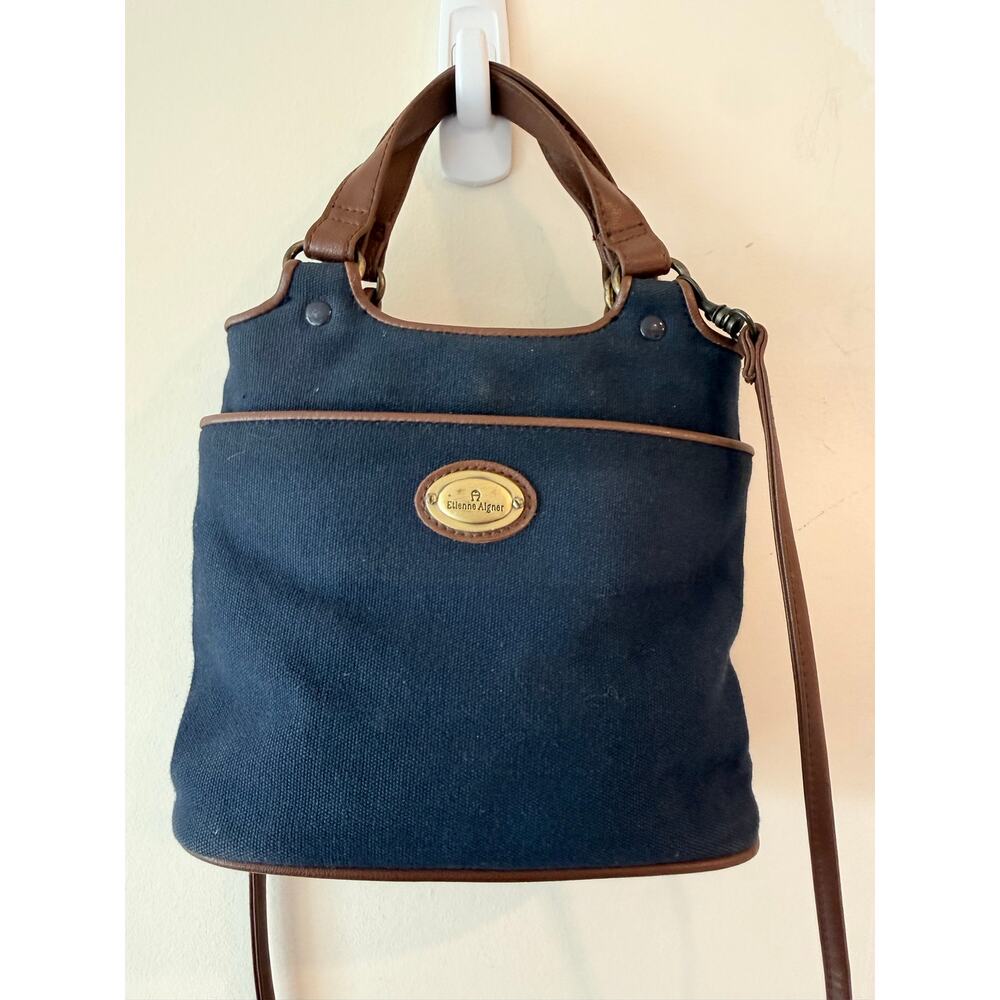 Etienne Aigner Crossbody Bag Women's Blue Detachable Strap Lightweight Leather - Picture 3 of 11